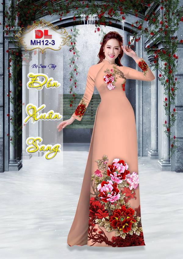 Vải Áo Dài Hoa Cẩm Chướng AD MH12 4